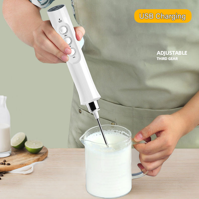 Handheld Rechargeable Electric Milk Frother: 3-in-1 Milk Foam Maker, High-Speed Drink Mixer for Coffee